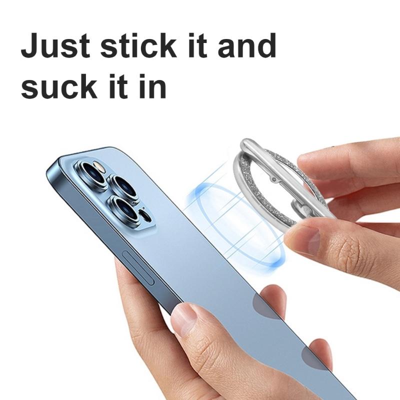 Multiple Angle Adjustable Glittering Brooch Design Phone Grip With Rotatable Magnetic Base Finger Stand Rack For Phone