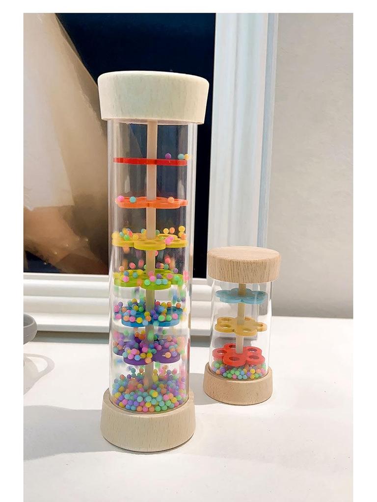 Rainstick Orff Percussion Instrument: Rainbow Hourglass Sound Simulator, Guiro Maraca for Early Education Music Classes