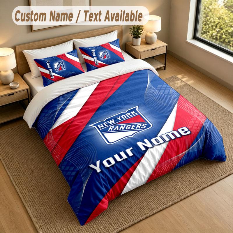 Bedding Set 1 Duvet Cover 2 Pillowcases New York Rangers Print Soft Bed Linen Bedroom Decor