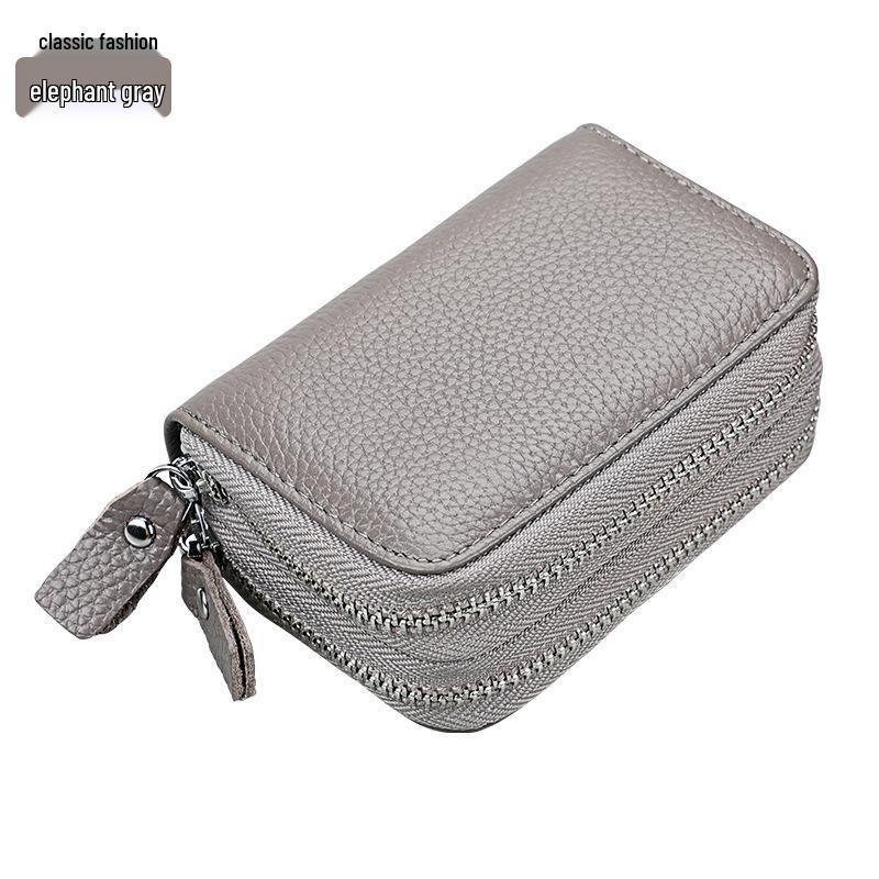 Anti-Magnetic RFID Cowhide Accordion Card & Coin Holder - Korean Style