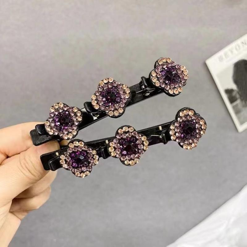 Rhinestones Braided Hair Clips For Girls hairclip with 3 Flowers Hair Span With Crystalllume Women Hairpin Hair Accessories