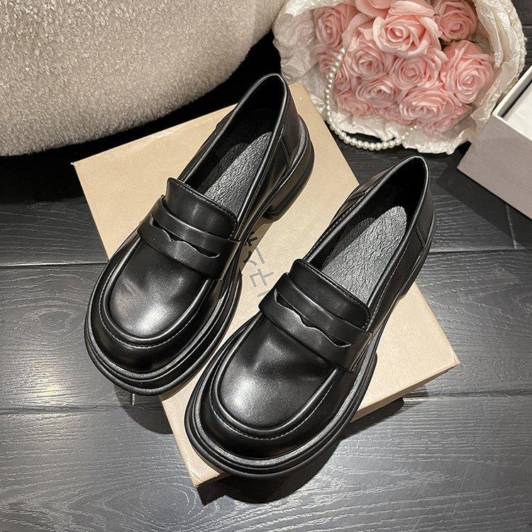 

Kolaya 2025 autumn new British style small leather shoes platform soled velvet loafers women s casual versatile single shoes 40