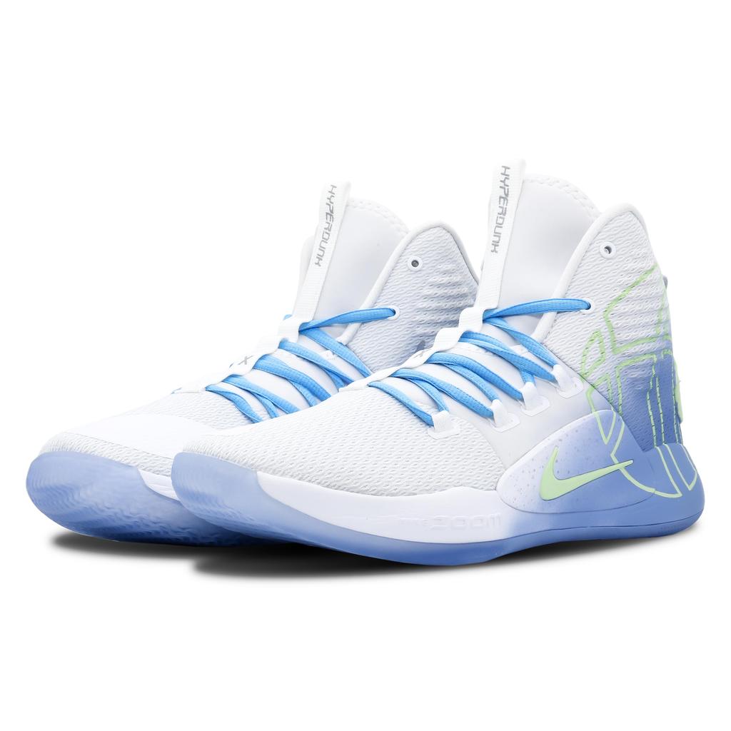 Nike Hyperdunk X Cushioning Anti-Slip Wear-Resistant Breathability Mid-Top Basketball Shoes Men's Blue White Green AO7890-101(Team28-)