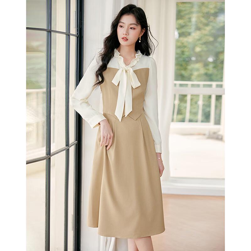 Si Shui Nian Hua Elegant Long-Sleeve Midi Dress