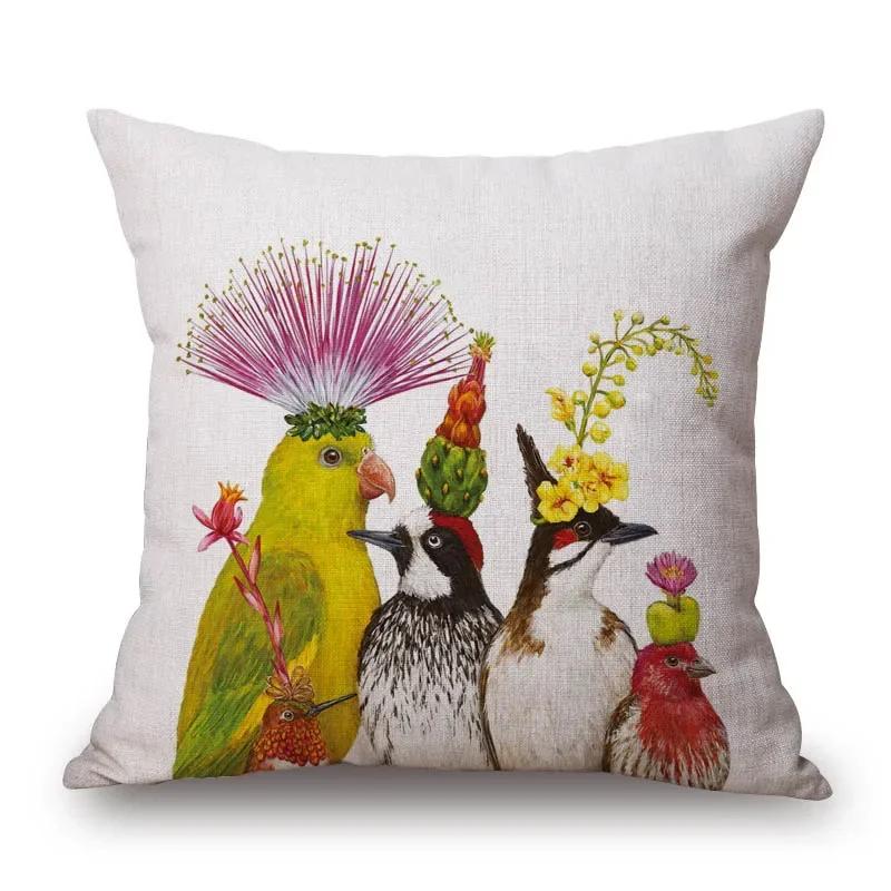 Squirrel Bird Owl Bear Fox Deer Animal Decorative Cushion Cover Sofa Throw Pillow Case