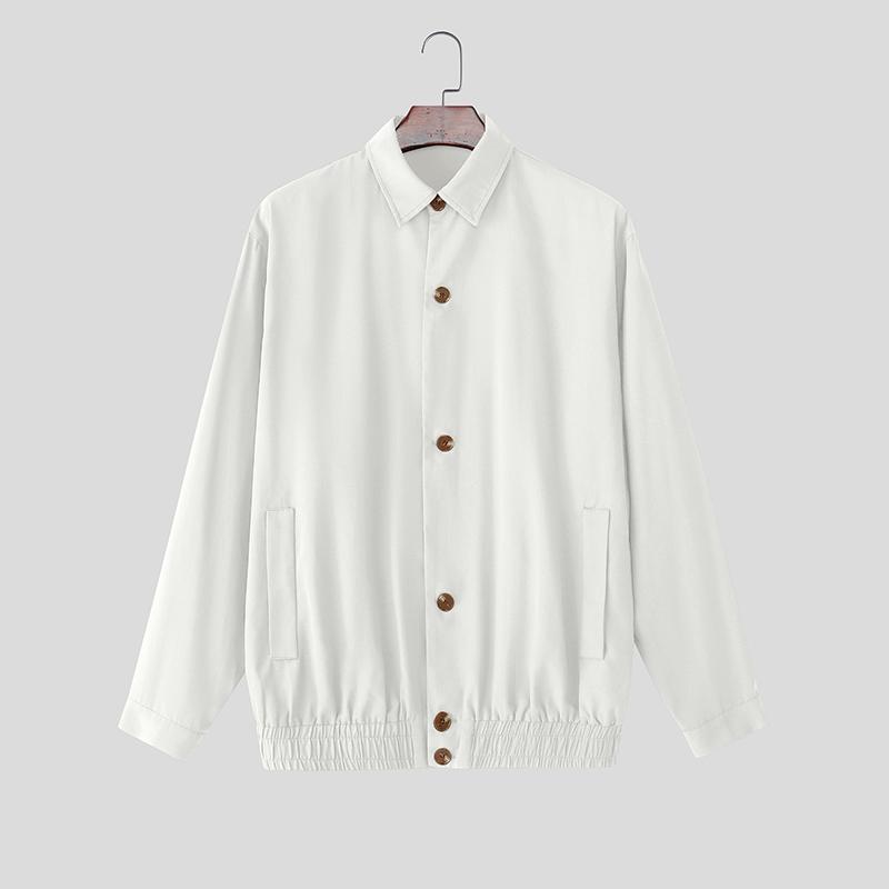 INCERUN Spring Men Lapel Neck Long Sleeve Buttons Casual Loose Thin Jackets Coats