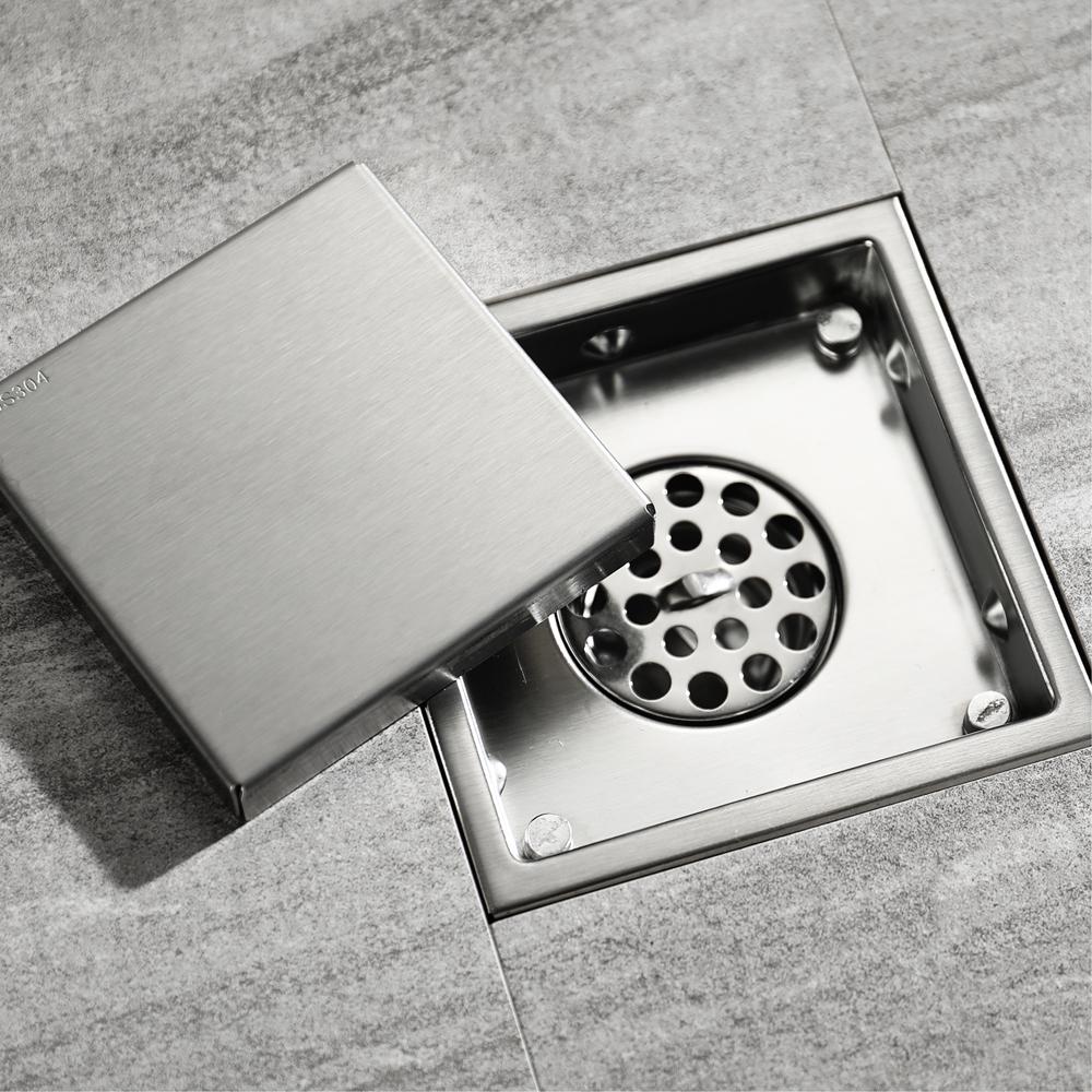 150*150mm Bathroom AccessoriesBlack 304 Stainless Steel Antidor Shower Floor Drain  Hotel  Bathroom Accessories Brushed