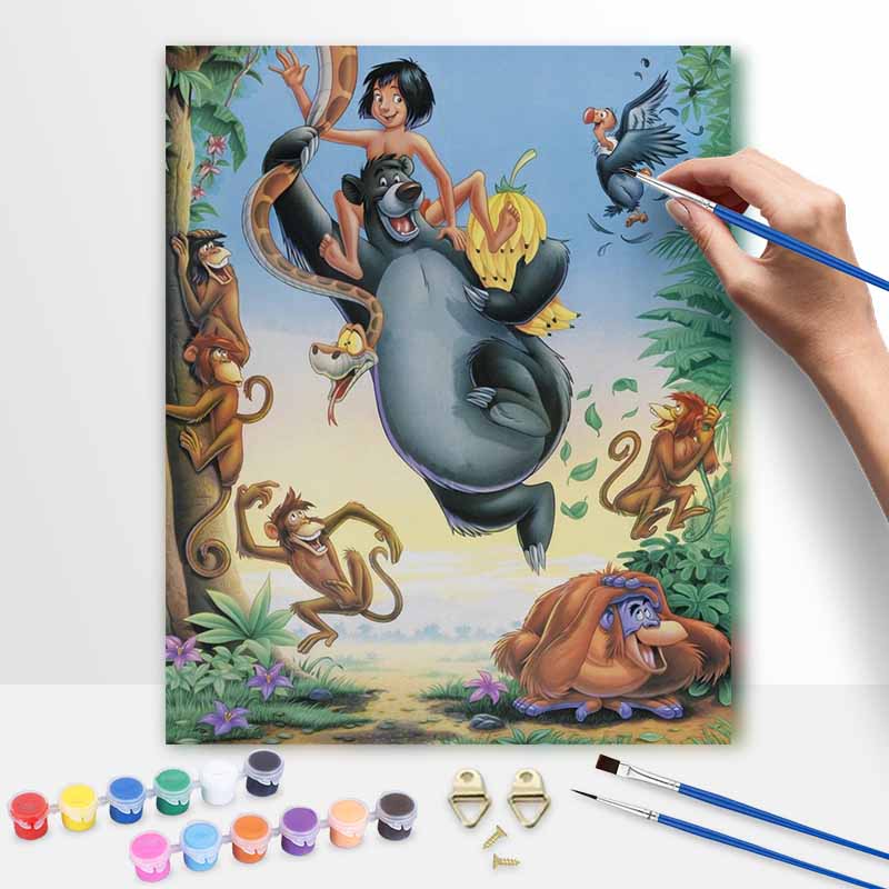 Disney The Jungle Book Mowgli Baloo Oil Paint Hand Painting Art Kit. Home Decor Gift 20x30cm