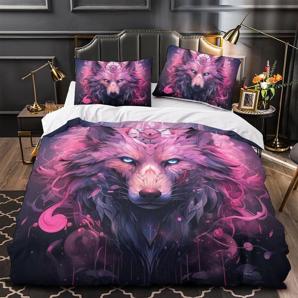 3D Wolfsmuster Bettwäscheset Tier Daunen Bettbezug Kissenbezug 2/3-teilig für Einzel-/Doppelbetten Jungen Jugendliche Herrenbezug, Geburtstagsgeschenk