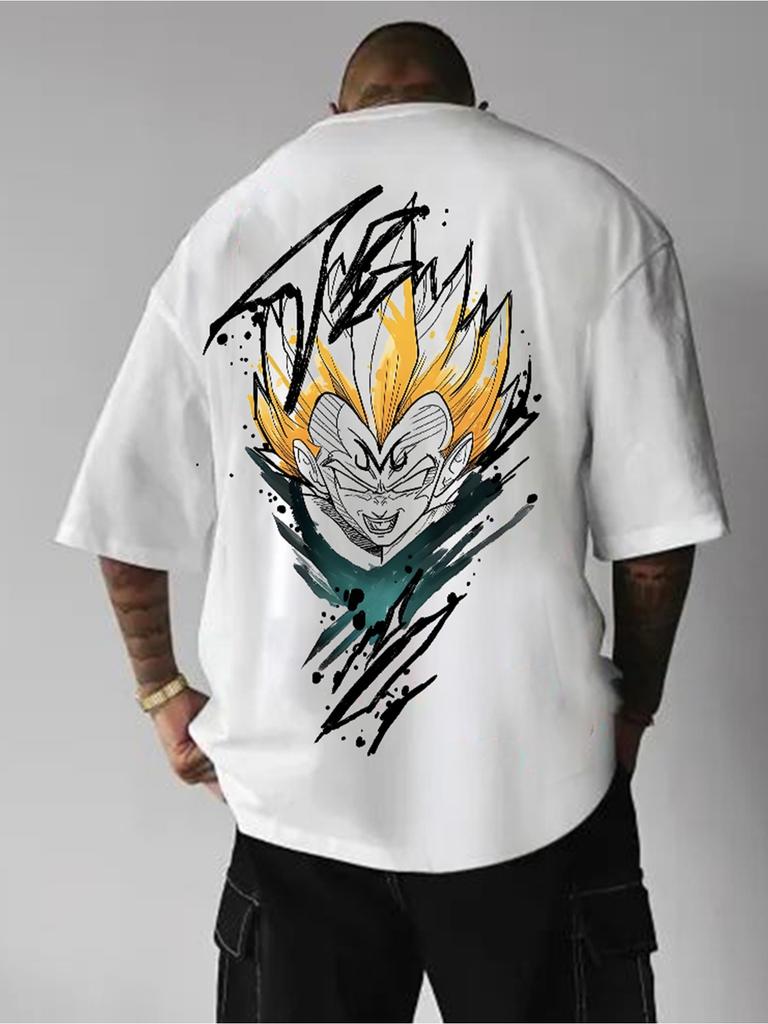 Dragon Ball Bejïta Yonsei Letni T-shirt Męski Damski Casual Sportowy Street Fitness Luźny Wygodny Bawełniany Oversize Krótki Rękaw