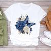 (Asian Size) Women Lovely Flower Trend Tee Top Clothing Casual  Short Sleeve T Shirt Fashion Print Lady Female Graphic T-shirts