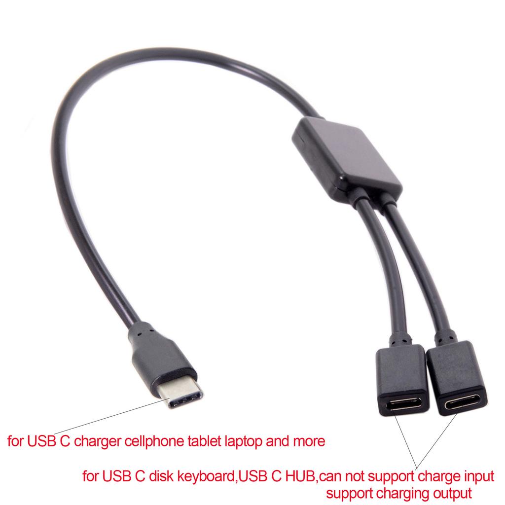 Type C 1 Male To 2 USB C Type C Female OTG Cable for Computer Laptop Cellphone