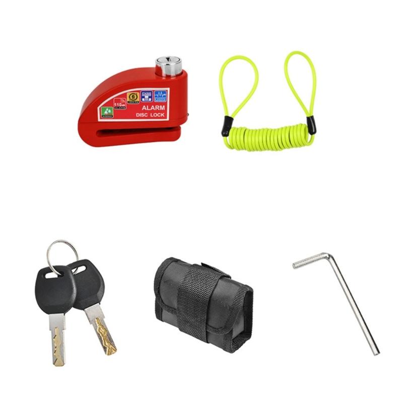 Motorradalarm Scheibenbremsenschloss-Kit Motorradschlösser Diebstahlschutz Sicherheit Radscheibenschloss Kabel Schlüssel & Tragetasche Set