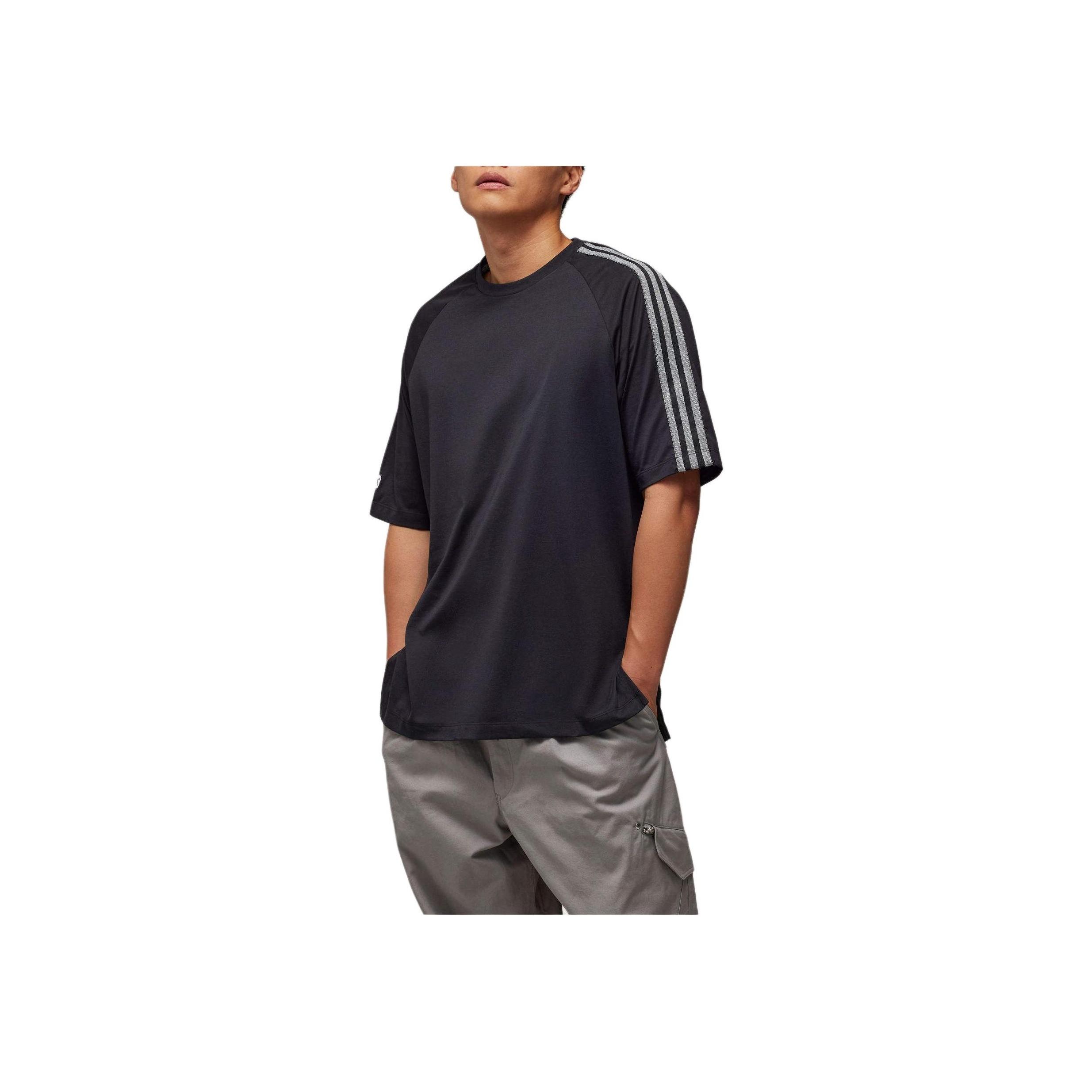 

Adidas Футболка с тремя полосками и рукавами, цвет черный/кремовый, унисекс, топы IR6265 L