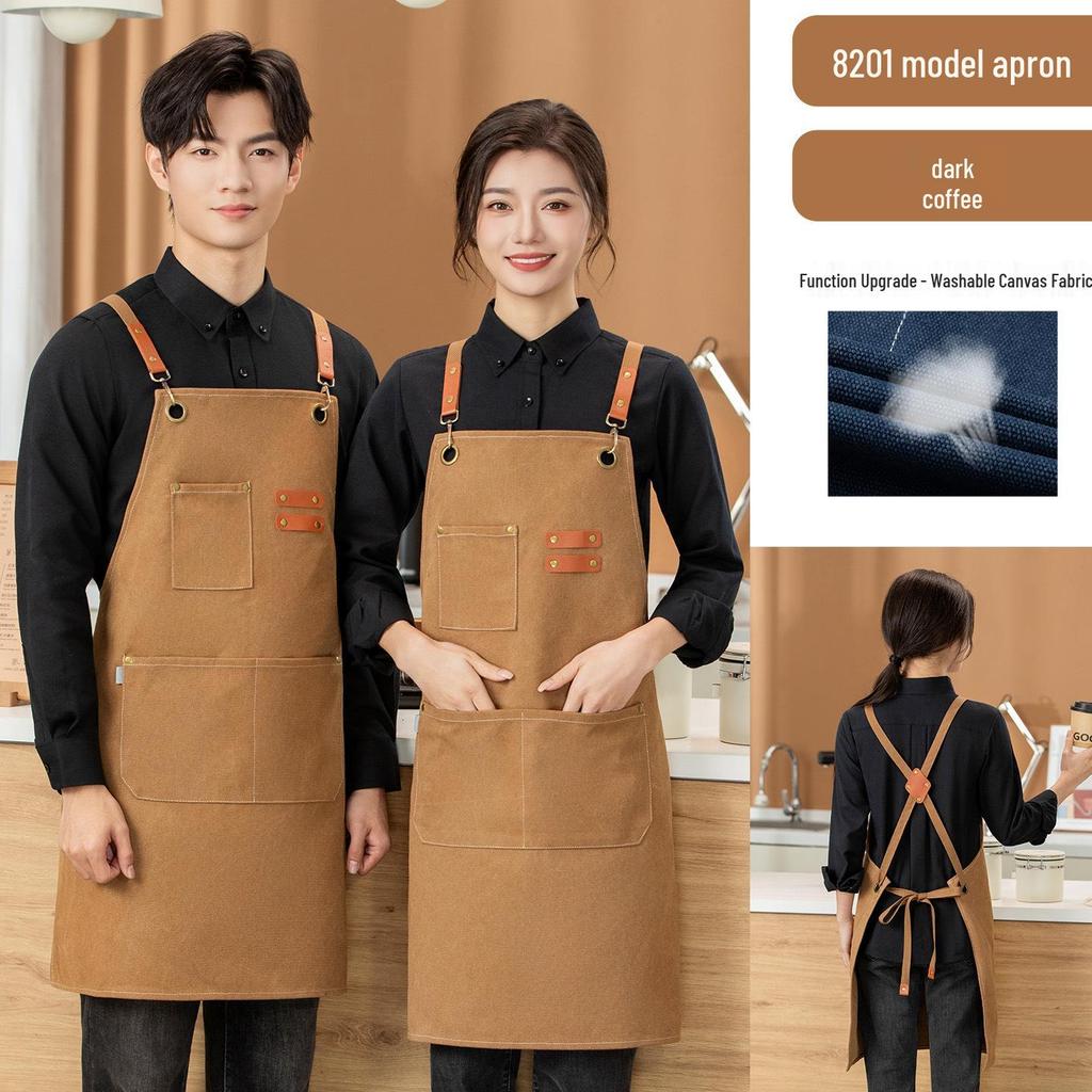 Custom Logo Denim Apron for Coffee Shops & Nail Salons - Thick Canvas Workwear