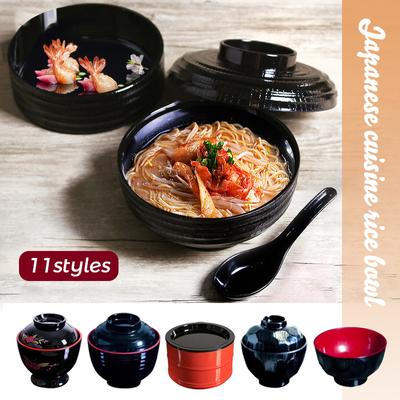 Bol à Nouilles de Riz Style Japonais Avec Couvercle Anti-brûlure Imitation Porcelaine Bol à Soupe Bol à Nouilles Instantanées Sushi Vaisselle de Cuisine