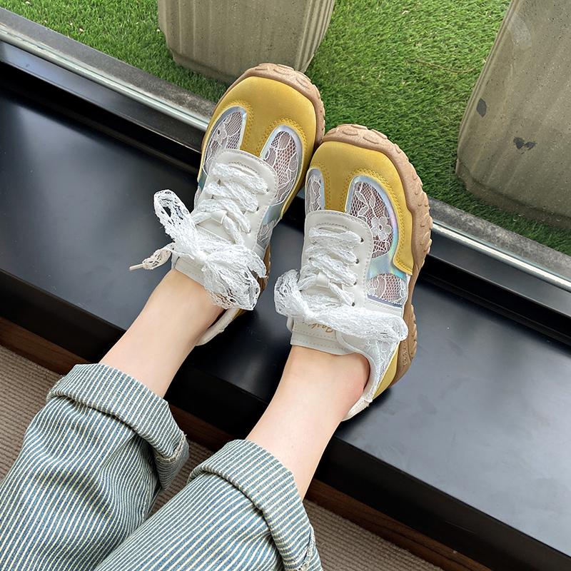 Fashion CRLAYDK Sneakers for Women Lace Patchwork Tennis Fashion Summer Shoes Mesh Breathable Casual Outdoor Walking Sports Trainers