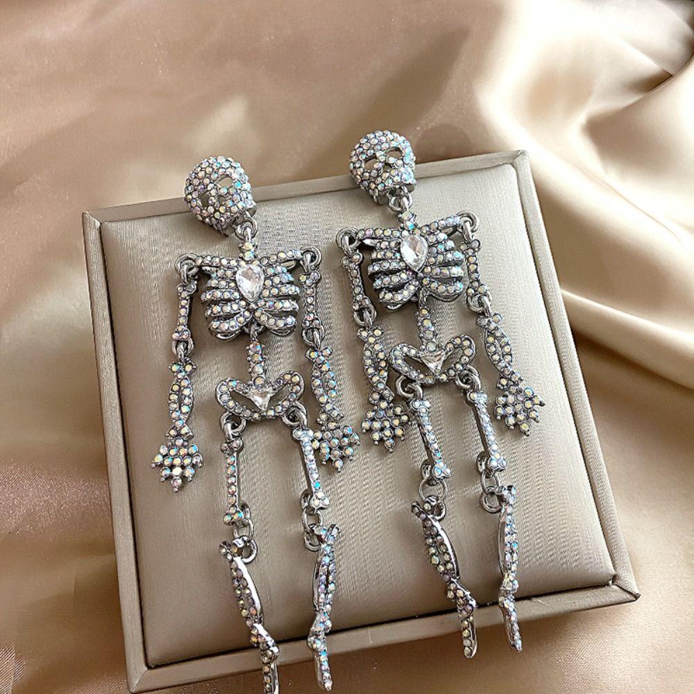 Punk Style Skeleton Pendant Earrings Shiny Halloween Party Jewelry  Festival Jewelry
