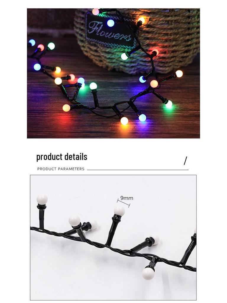 Chibi Maruko-chan Solar-Powered Outdoor String Lights: White and Colored Ball Decorative Lights, Waterproof for Camping and New Year Festivities.