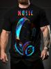 Men's T-Shirt Music Headphone Print Short Sleeve T-Shirt Lightweight Breathable Fabric Weekend Outfit Modern Style Men Clothes