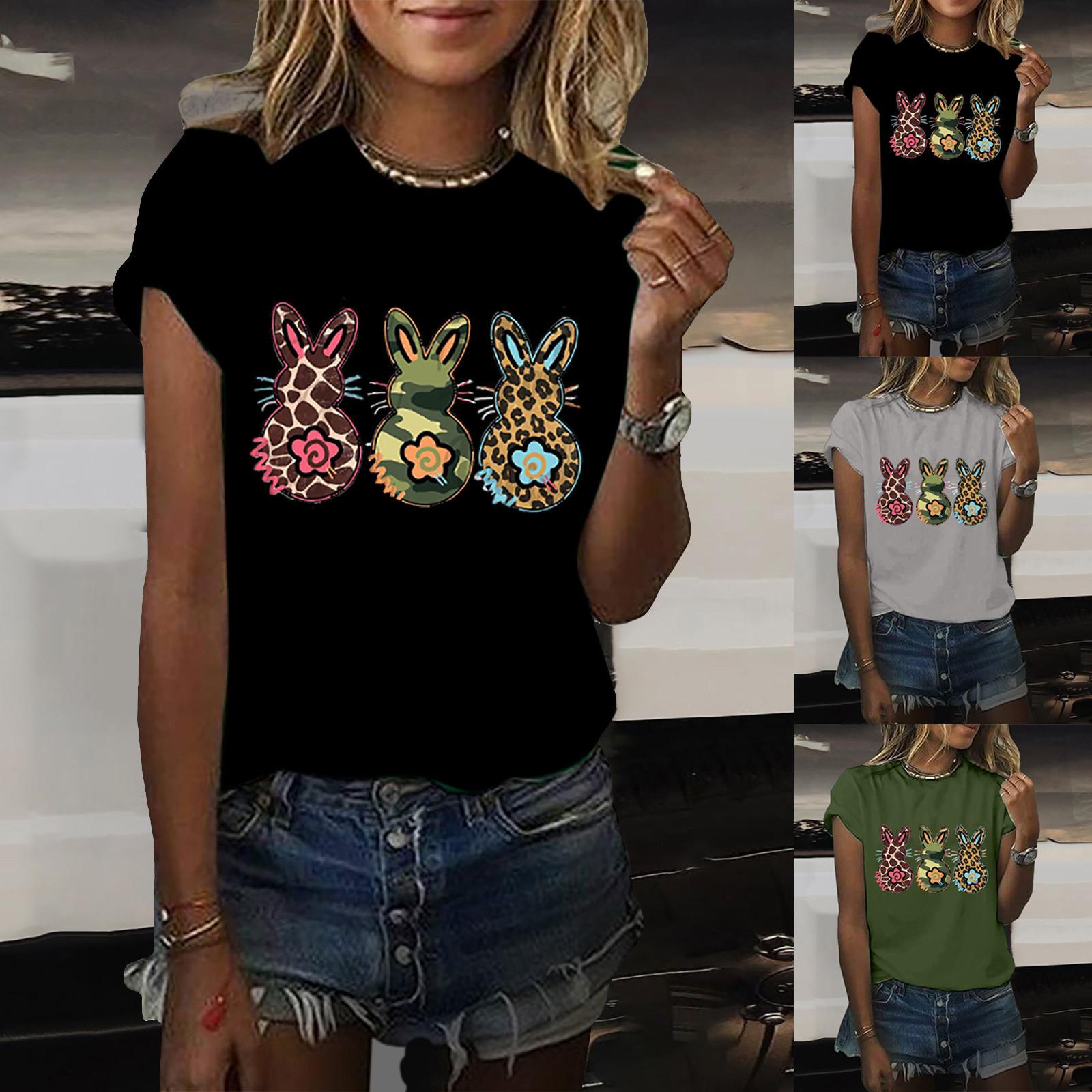 

Женская повседневная свободная футболка с короткими рукавами и блузкой с принтом, топы