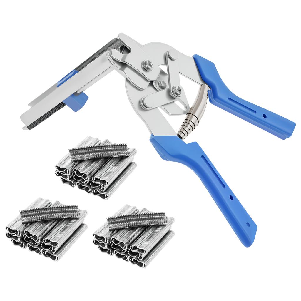 New Hog Ring Plier Tool Carbon Steel Snap Ring Pliers with 1800Pcs M Nail Clips Staples Chicken Mesh Cage Wire Fencing Hand Tool