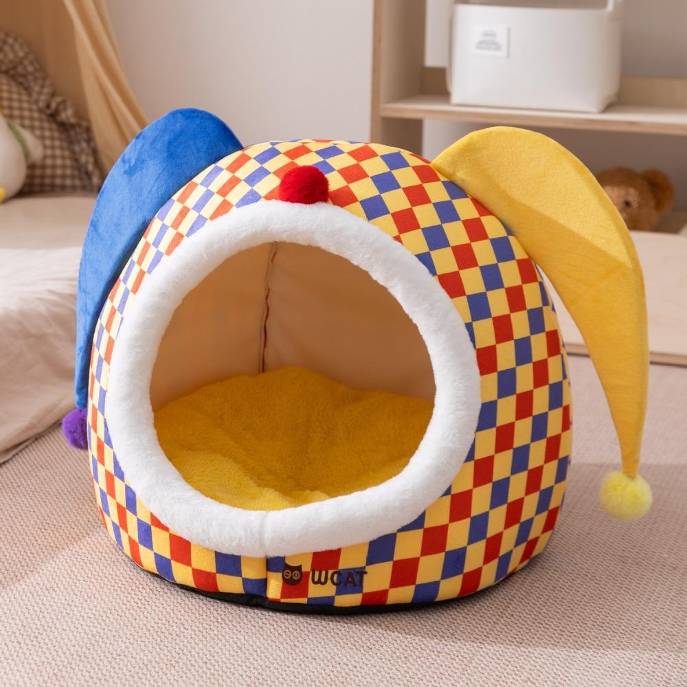 

Домик для питомца Рождественский домик для кошки с широким входом, полузакрытый, с большим пространством, осенне-зимний теплый домик S: 35 * 35 * 31 (3kg) бонди синий