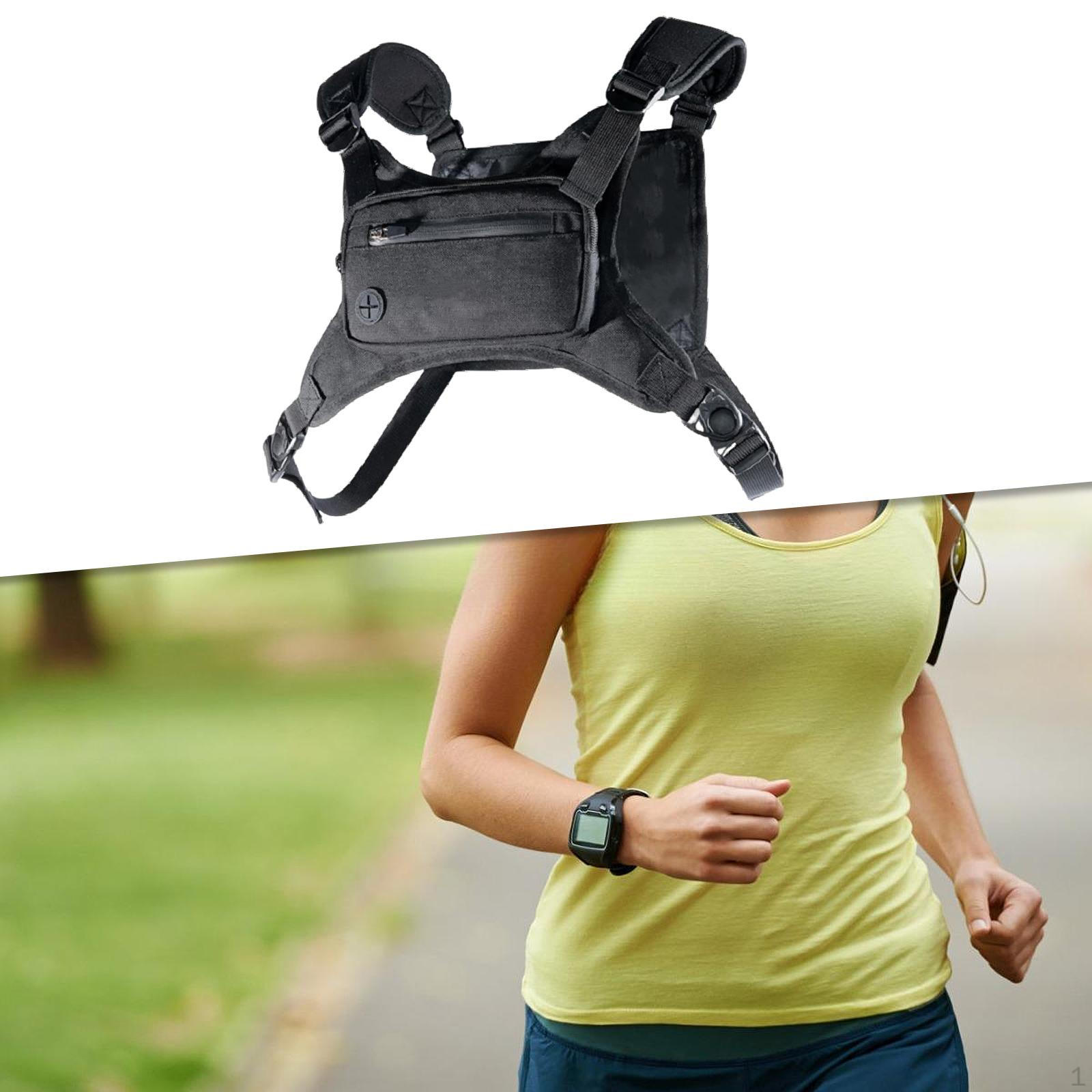 

Нагрудная сумка для занятий спортом на открытом воздухе, жилет-разгрузка, дышащая сумка для велосипедных аксессуаров, регулируемая для чёрный