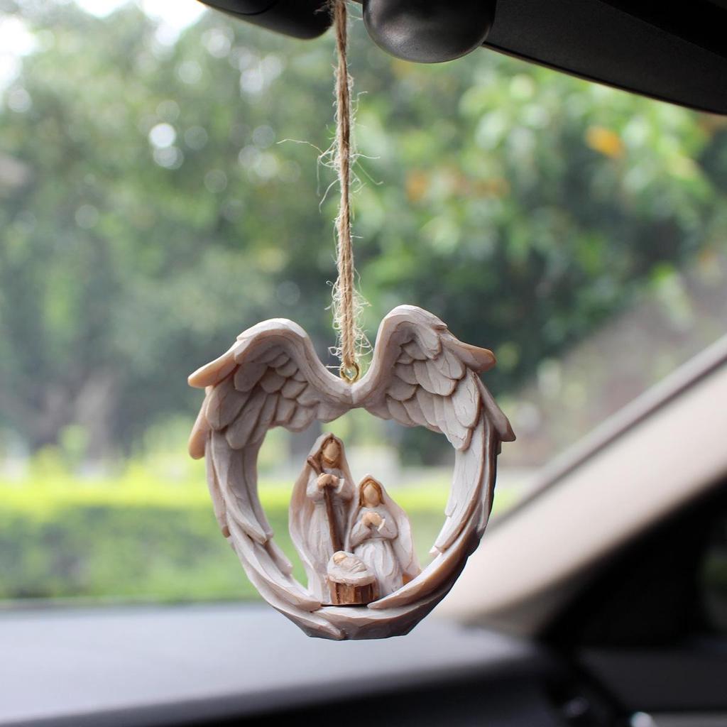Creative Wings Christmas Religious Pendant for Home and Car Decor