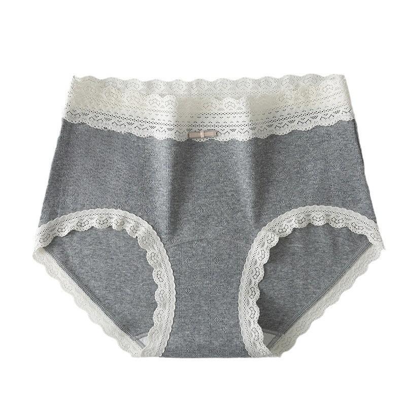 Ladies Spring and Autumn Lace Waist Soft and Comfortable 10A Bacteriostatic Pure Cotton Extended Crotch Breathable Briefs