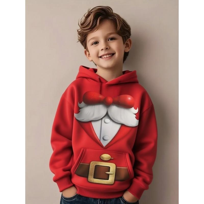 Christmas Tree Hoodies Snowflake Bow Tie 3D Print O-Neck Boys Girls Clothes Casual Christmas Party Sweatshirt Long Sleeve Tops
