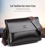Genuine Leather Men's Horizontal Business Briefcase and Crossbody Shoulder Bag with Large Capacity