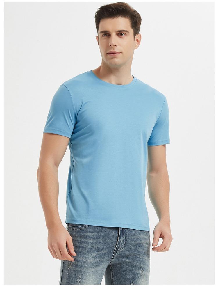 Męski T-shirt 80-count Dwustronnie Merceryzowany Bawełniany Biały Amoniak Czysta Bawełna Krótki Rękaw Casualowy Dekolt Okrągły dla Mężczyzn Lato