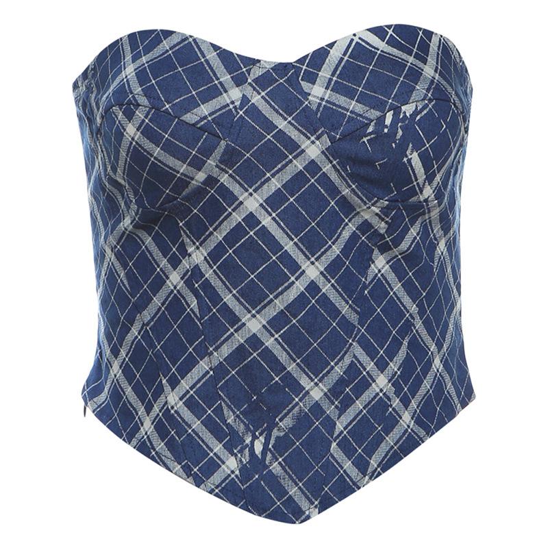 

Новый женский однотонный облегающий уличный модный облегающий жилет в клетку с открытой спиной для женщин S синий
