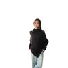 New Irregular Black High Neck Knit Top - Retro Japanese Lazy Style for Autumn/Winter