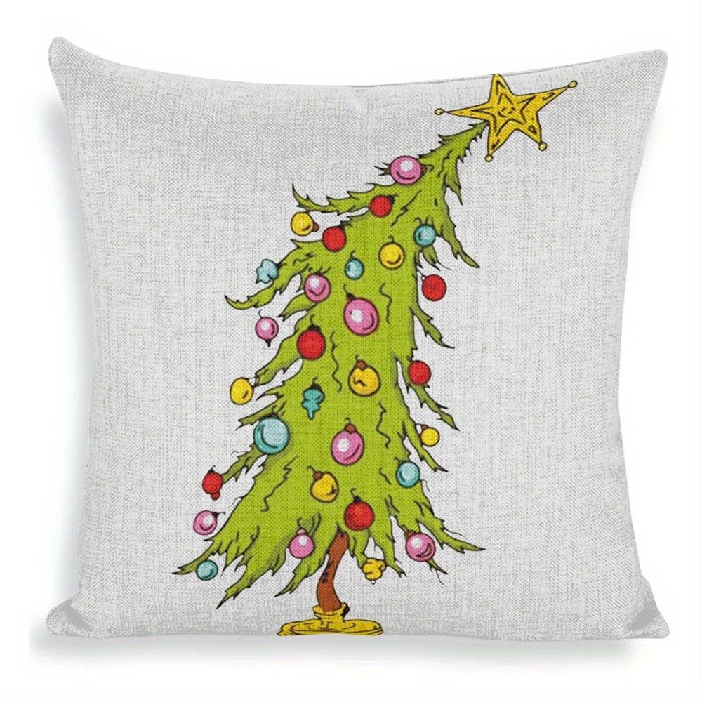 

Whoville s Festive Cheer: Christmas Themed Pillowcases with Grinch, Tree & Friends sofas, bedroom pillow covers, holiday gifts 18x18Inch