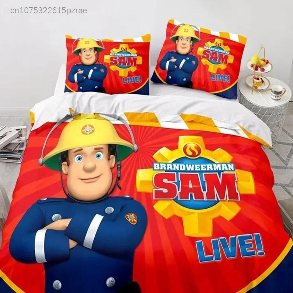 3D Print Cartoon Fireman Sam Bedding Set Duvet Cover With Pillowcase Single Double Twin Full Queen King Size