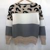 Women's Casual Round Neck Leopard Print Knitted Sweater Long Sleeved Pullover Warm Autumn Winter Fashion
