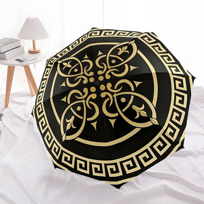 1pc Greece Pattern Automatic Folding Umbrella, Lightweight Retractable Compact Travel Umbrella, 8-Rib Sturdy Frame117