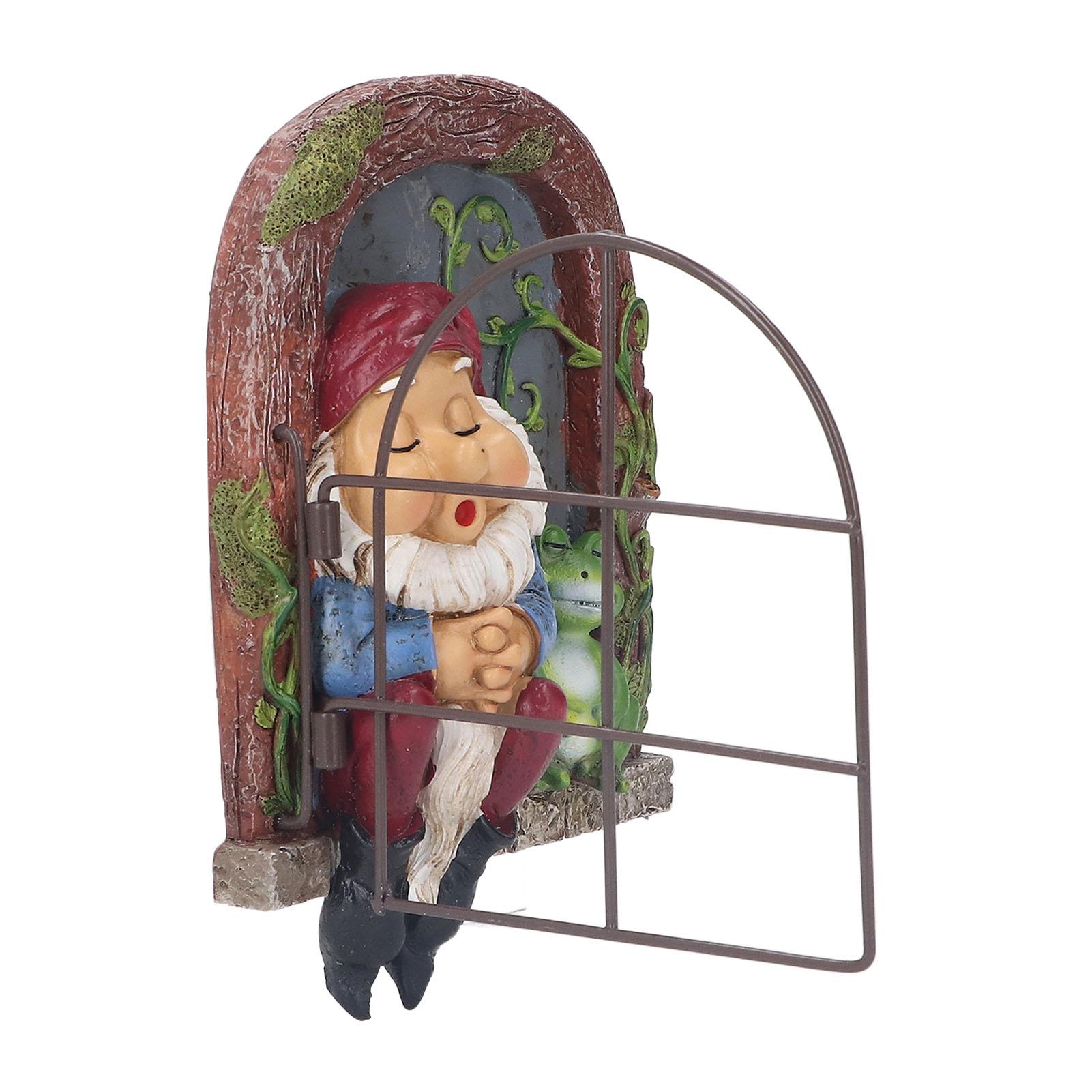 

Дверной держатель для дерева, расписанный вручную, устойчивый к погодным условиям, гном, украшение для дерева, статуэтка садового гнома на открытом воздухе