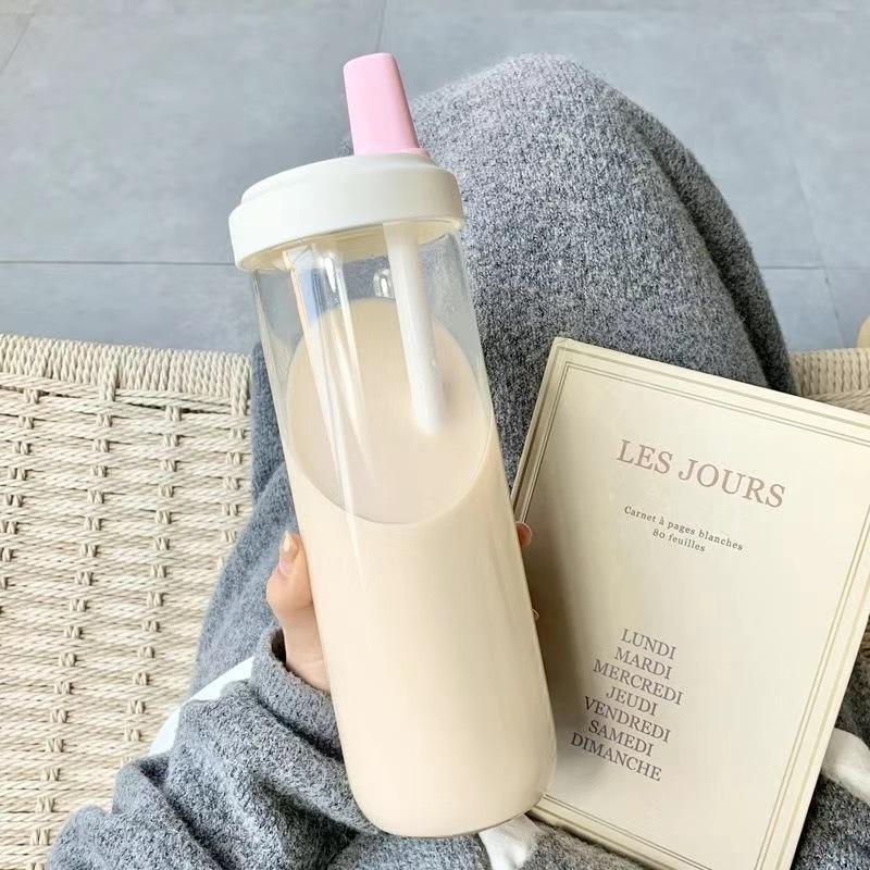 High-Value Large Capacity Heat-Resistant Pearl Milk Tea Cup with Straw