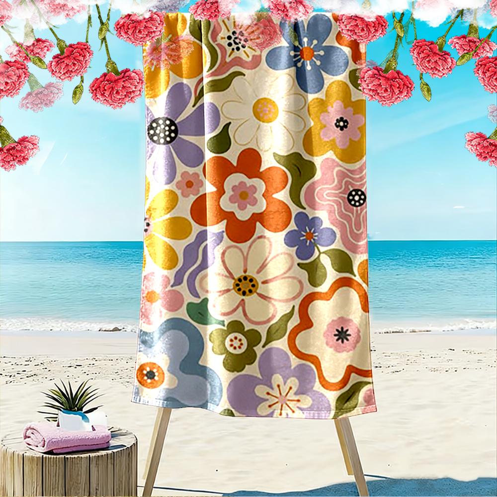 Retro Floral Pattern Beach Towel Beach Towel Quick-drying for Travel Outdoor Sports Jogging Beach and Swimming