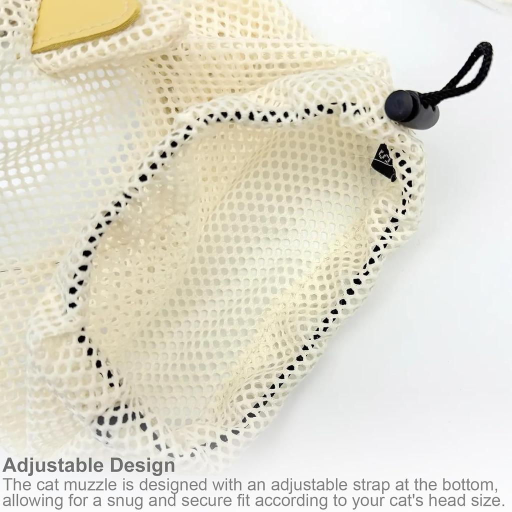 Adjustable Breathable Mesh Cat Mask - Cat Head Cover for Nail Trimming and Grooming, Transparent View, Lick-Proof, Scratching-Proof