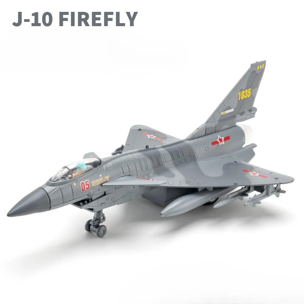 1/50 J-10 J-20 F-16 F-22 J-15 Fighter Model Toy Airplane Alloy Diecast Music Light  Pull Back Fighter Plane Model for Kids Gifts