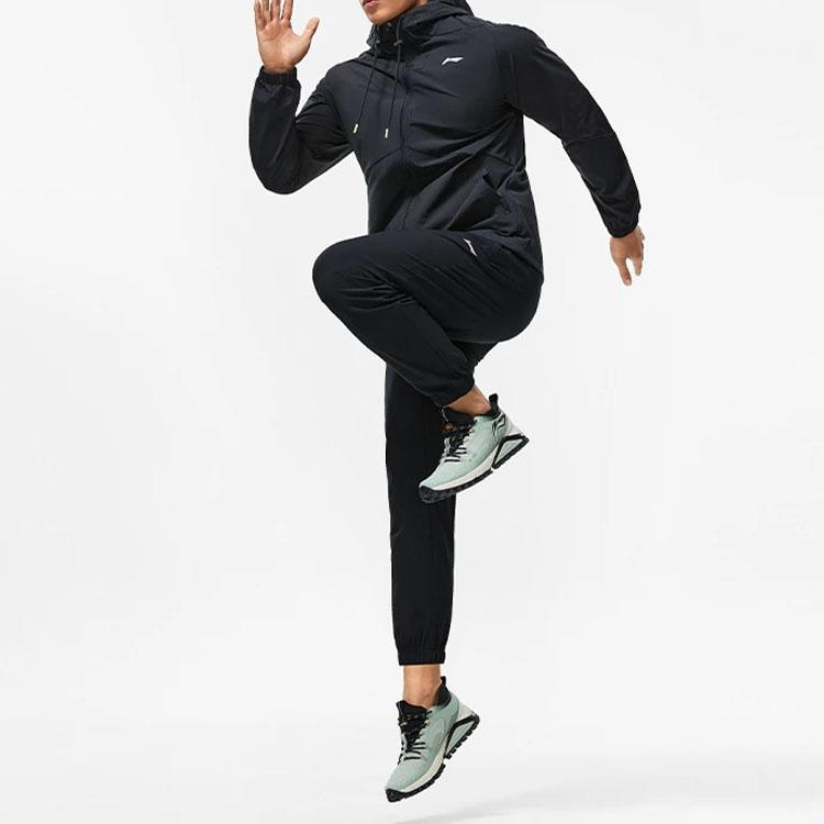 Li-Ning Fitness Series Solid Color Hooded Jacket Men Outerwear Black AFDT411-1