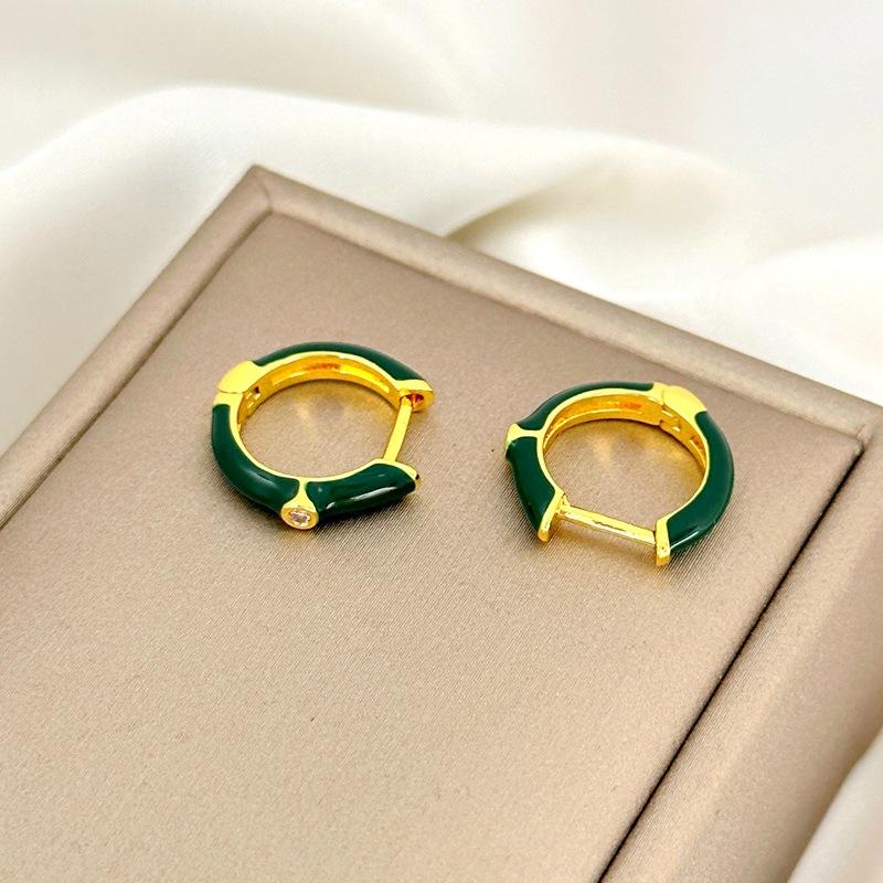 Manufacturer'S Supply Summer Fashion Niche High-End Women'S Earrings Dark Green Drop Glaze Earrings Ear Buckles Are In Stock.