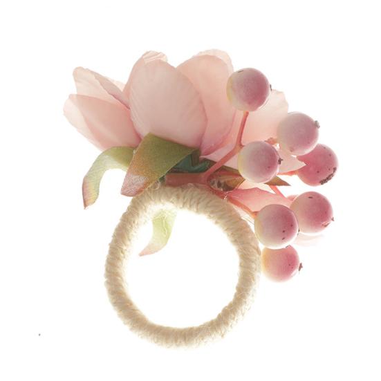 Artificial Flower Napkin Ring Rustic Floral Napkin Holder with Faux Berries Elegant Farmhouse Napkin Rings for Dining Table Decor Weddings