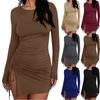 Women's Fashion Casual Button Cardigan Cotton And Linen Solid Color Dress With Pockets