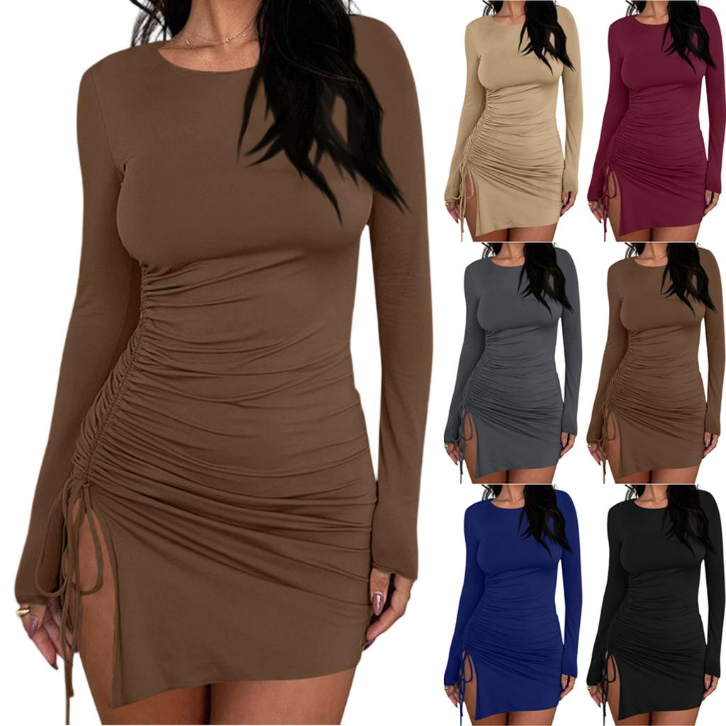 Women's Fashion Casual Button Cardigan Cotton And Linen Solid Color Dress With Pockets