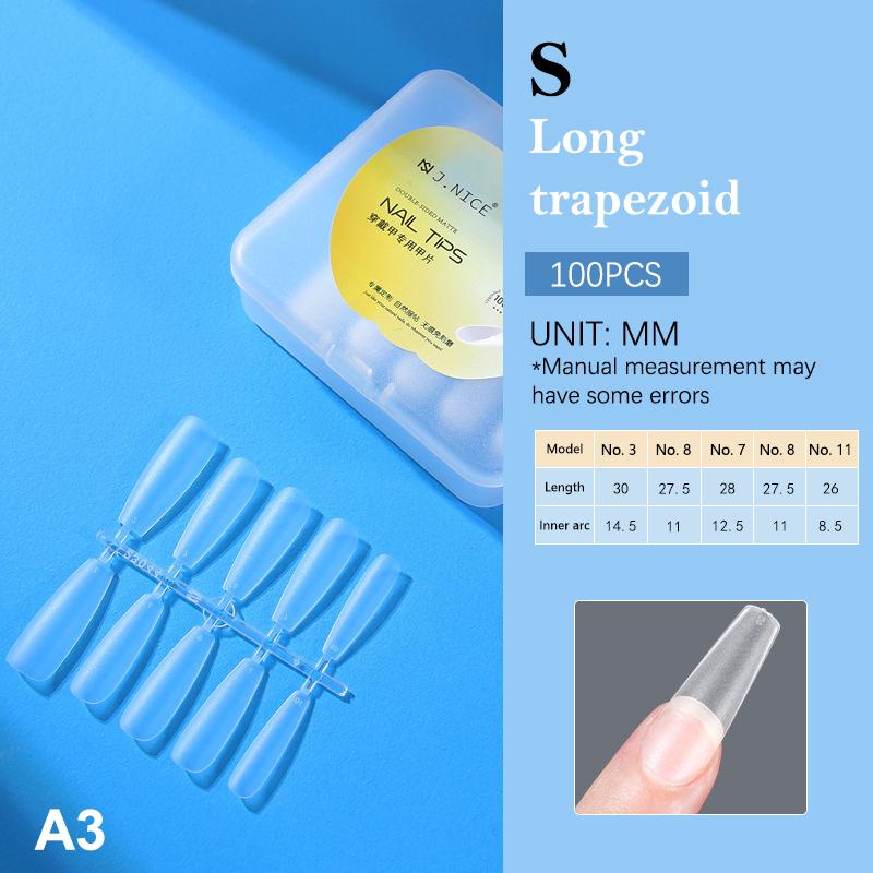 

100Pcs/Boxed Professional Extra Thin Clear Trapezium Frosted Fake Nail Tips Half Cover Nail Pressing Nail Salon as the picture